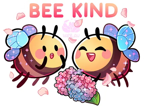Bee Kind - cute, niedlich, biene, bee, bee kind, comic, blumen, flowers
