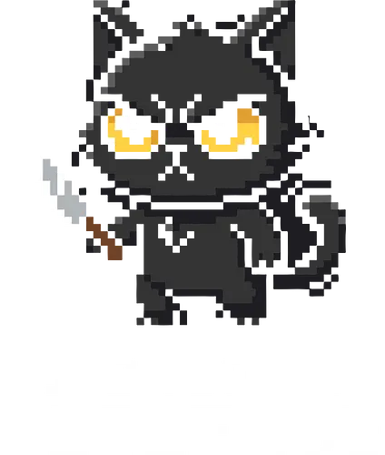 Mad Black Cat with Knife - Retro Pixel Art Horror Kitty - pixel art, black cat, angry cat, cat with knife, stab cat, 8-bit, retro gaming, funny cat, dark humor, edgy cat, kawaii goth, spooky cat, kitty with dagger, void cat, cat lover gift, sarcastic shirt, retro pixel art, grumpy cat, cat humor, 90s aesthetic, tiny knife cat