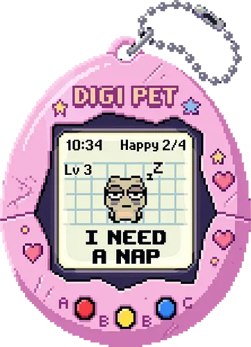 I Need A Nap Retro Virtual Pet Pixel Art Mood Tee - virtual pet, digital pet, 90s nostalgia, pixel art, retro gaming, I need a nap, sleepy mood, tired humor, pink aesthetic, kawaii, 8-bit, handheld game, millennial humor, relatable meme, retro tech, soft aesthetic, cute monster, gamer gift, introvert shirt, nap queen, exhausted, retro aesthetic, gamer girl, coquette style, aesthetic gaming