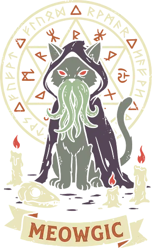 Meowgic - gothic cat merch, esoteric cat design, spooky feline top, elder god cat clothing, wizard cat t-shirt, arcane feline streetwear, meowgic shirt, cthulhu cat t-shirt, occult cat graphic tee, mystical feline apparel, lovecraftian cat design, alchemy circle t-shirt, dark magic cat clothing, ritual cat streetwear, tentacle cat fan art, witchy cat t-shirt, cosmic horror apparel, ancient runes cat shirt, hooded cat graphic