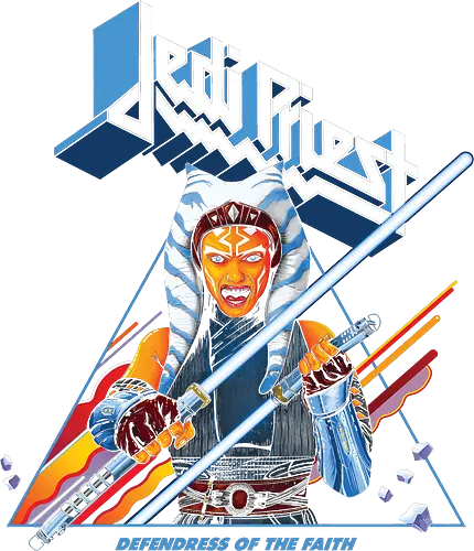 Jedi Priest T-Shirt - Ahsoka Tano Defenders of the Faith - star wars t-shirt, ahsoka tano, judas priest, geek kleidung, heavy metal mashup, lichtschwerter, jedi kriegerin, teetan, nerd mode, popkultur, togruta, clone wars, fan art, original shirt, star wars merch