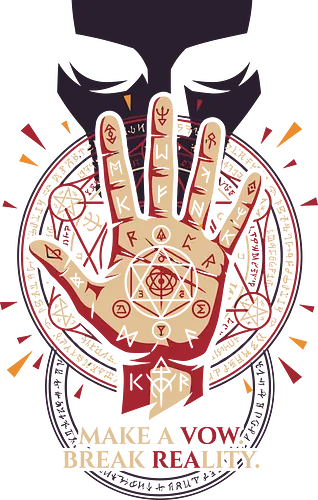 Make a Vow - make a vow shirt, break reality t-shirt, sorcery ritual graphic tee, anime summoning circle apparel, occult runes clothing, jujutsu inspired streetwear, alchemical seal design, mystical hand graphic top, dark fantasy anime merch, esoteric symbol t-shirt, cursed energy apparel, ancient sorcery fan art, burgundy and cream anime shirt, supernatural contract clothing, geek culture fashion, stylish otaku streetwear, anime protagonist gift, arcane magic graphic tee, ritualistic anime design