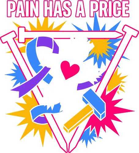 Pain Has A Price - pain has a price shirt, voodoo doll t-shirt, pastel goth graphic tee, occult aesthetic clothing, neon voodoo art top, alt fashion streetwear, voodoo doll with heart design, ritual hammer and nails graphic, creepy cute t-shirt, symbolic dark fantasy apparel, colorful goth clothing, edgy pop art tee, witchcraft aesthetic merch, vibrant occult streetwear, symbolic sacrifice shirt, modern grunge apparel, voodoo spirit fan art, bold typography gothic tee, alternative subculture fashion
