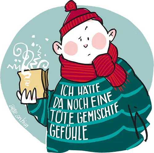 Gemischte Gefühle - Ringelpulliweisheit, Ringelpulli, Spruch, Weisheit, Lebensweisheit, handgezeichnet, Augeanhirn