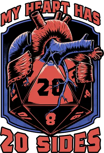 RPG d20 Dice Heart - Anatomy, Anatomic, Game, Game Master, Tabletop Game, Rpg, Role-play, Role-playing, Role-playing Game, Roleplay, Dungeon, Dungeon Master, Dungeons, D20, Pen and Paper, Dice, Heart, Human, Fantasy, Adventure, Biology, Tabletop