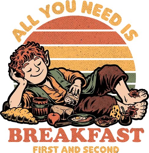 Breakfast Food Movie - Cheese, Apple, Jelly, Breakfast, Second Breakfast, Fast Food, Food, Eat, Eating, Movie, Classic, Retro Vintage, Vintage, Retro, Fantasy, Medieval, Adventure, Middle Earth, Middle Age, Magic, Magical Creatures, Magical, Delicious, Bread, Croissant, Fruits, Fruit, Eggs, Egg, Bacon