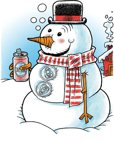 Cold Beer and Cool Buttons - Snowman, Winter, Beer