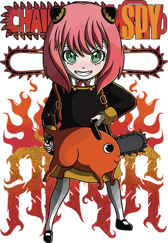 Anya & Pochita - spy x family, Chainsaw, pochita, anya forger, anime crossover, kawaii anime, chibi style, cute anime duo, manga anime, anime art