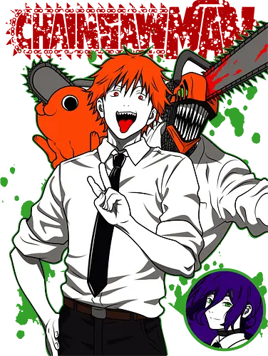 Denji & Reze Chainsawman - Chainsaw, denji and reze, anime duo, dark romance anime, action manga, devil hunters, japanese anime, anime illustration, otaku style