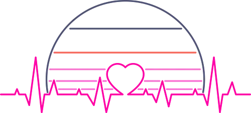 Love Beat - minimal, love, 1980s, 80s, heartbeat, sunset