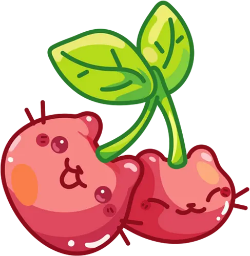 Gatos Cereza Adorables - Gato, Blanco, Animal, Gatito, Rojo, Rosa, Lindo, Hogar, Mascota, Arte de fan, Cereza, Antiestrés