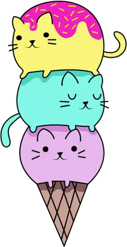 Gatos en Helado - Gato, Animal, Amarillo, Azul, Gatito, Rosa, Morado, Gatos, Verano, Gato Lindo, Diseño, Fanart, Delicioso, Frutas, Cono, Felino, Jardín, Gato de Jugo, Helado