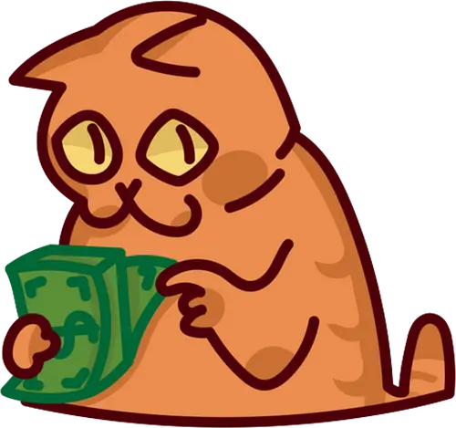 Gato contando dinero - Gato, Animal, Amarillo, Verde, Gatito, Efectivo, Dinero, Gatos, Naranja, Gato lindo, Diseño, Contando, Rico, Arte de fan, Felino, Jardín, Gato de jugo, Facturas