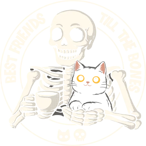 Friends Till Bones - gothic, statement, humor, creepy, cute, catlover, sarcasm, coffee, spooky, skull, friendship, altstyle, streetwear, emo, halloween, geek, witchy, blackshirt, unisex, pod