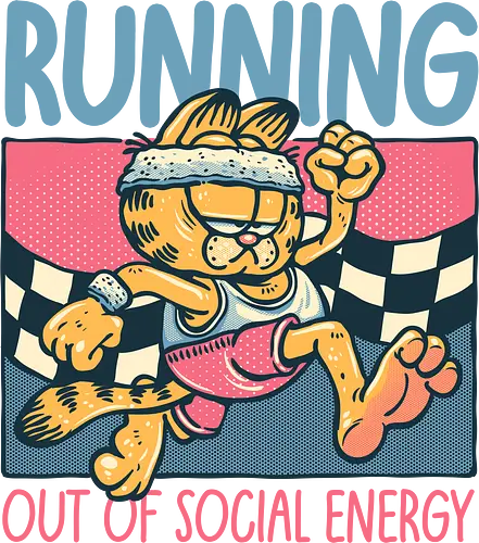Running Out of Social Energy - Running, exercise, fitness, animation, animated, cats, cartoons, TV show