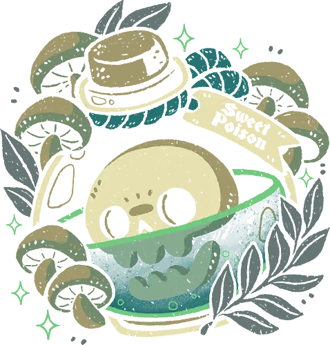 Sweet Poison Skull in Bottle - sweet poison, skull, bottle, jar, poison, mushroom, fungi, toxic, spooky, goth, creepy, witch, death, green, xmorfina