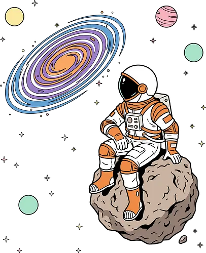 Cosmic Contemplation - astronaut on asteroid shirt, space explorer t-shirt, cosmic galaxy graphic tee, astronaut gazing at stars apparel, retro sci-fi space design, astronomy lover gift, aesthetic celestial streetwear, orange and purple galaxy art, outer space adventure clothing, minimalist astronaut top, planetary exploration t-shirt, gift for science geeks, space suit graphic tee, floating on an asteroid shirt, cool nasa style apparel, swirling galaxy artwork, dreamer space shirt, cosmic solitude clothing, modern sci-fi fashion