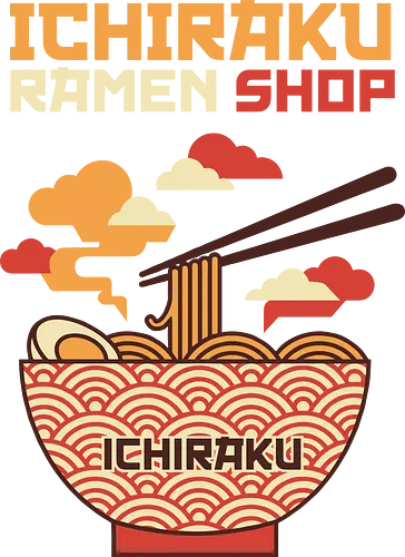 Ichiraku Ramen Shop - ichiraku ramen shirt, japanese noodle shop t-shirt, anime food graphic tee, ramen wave design, seigaiha pattern clothing, retro ramen shop apparel, minimalist anime streetwear, japanese kitchen art t-shirt, ramen lover gift, vintage aesthetic food shirt, hidden village ramen merch, noodle bowl graphic top, orange and red japanese tee, foodie gift for anime fans, traditional japanese cloud art, ramen bowl with chopsticks shirt, stylish otaku fashion, street food aesthetic clothing, comfort food graphic t-shirt