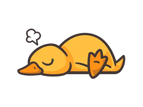 Tired As Duck - duck, tired, low energy, exhausted, bedtime, nap time, cute, kawaii, animal puns, funny, humor, meme, cozy vibes