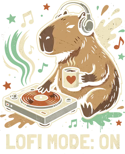 Chill Capybara DJ Retro Aesthetic - lofi capybara shirt, chill mode on t-shirt, dj capybara graphic tee, retro lofi aesthetic clothing, cute animal dj apparel, capybara coffee lover gift, vintage turntable design, lo-fi hip hop streetwear, pastel aesthetic animal shirt, cozy vibes clothing, chillwave fan merch, distressed retro graphic tee, lofi study music shirt, cute capybara headphones art, lofi beats t-shirt, minimalist animal streetwear, relaxing capybara top, indie aesthetic clothing, gift for lofi music fans
