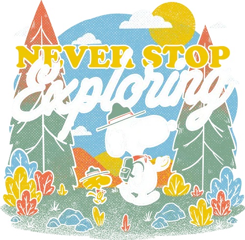 Beagle Wilderness Exploration - beagle, comic, classic, tv show, animation, retro, vintage, dog, pet, summer, camping, adventures, yellow bird, scout, ranger, forest, nature, landscape, explore, Nature Calls, autumn, spring, spring break