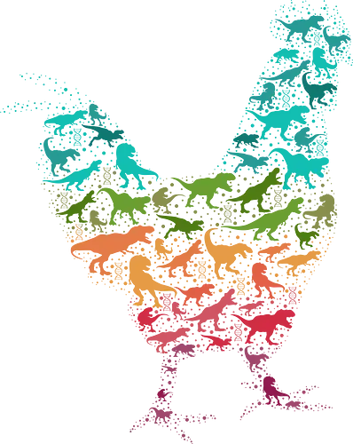 Remember Whor You Are - funny, bird, chicken, dino, dinosaur, dna, evolution, fossil, geek, hen, nerd, prehistoric, science, t rex, tyrannosaurus