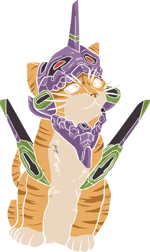 "Mecha Kitty" Neon Genesis Cat - otaku cat lover gift, minimalist anime graphic tee, mecha helmet cat apparel, retro sci-fi anime clothing, cute mecha pilot shirt, mecha kitty shirt, evangelion cat t-shirt, purple mecha cat design, neon genesis feline apparel, unit 01 cat graphic tee, anime cat pilot clothing, ginger tabby mecha art, kawaii mecha streetwear, giant robot cat shirt, purple and green anime top, sci-fi kitten t-shirt, japanese animation cat merch, futuristic feline streetwear, edgy anime cat design