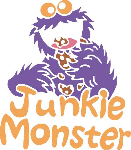 Junkie Monster - streetwear for snackers, bold cartoon monster top, vibrant purple graphic shirt, funny gift for cookie lovers, irreverent nostalgia apparel, wacky monster t-shirt, junkie monster shirt, hungry purple monster t-shirt, cookie addict graphic tee, funny parody apparel, purple furred creature design, cookie monster parody clothing, humorous snack lover shirt, retro cartoon aesthetic top, edgy pop culture streetwear, purple and orange graphic tee, frantic monster art, cookie cravings t-shirt, unique character illustration merch