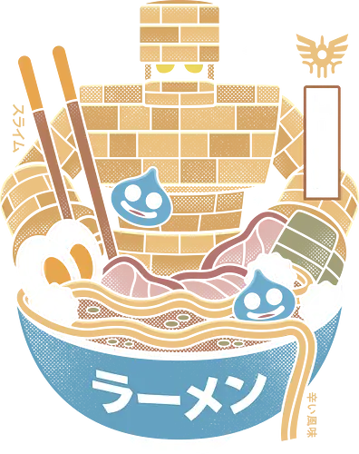 Erdrea Monsters Ramen Grunge - Quest, dragon quest xi, slime, king slime, monsters, golem, gaming, gamer, video game, video games, erdrea, rpg, jrpg, echoes of an elusive age, ramen