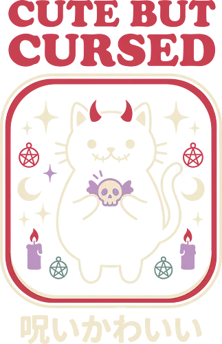 Cute But Cursed - cute but cursed shirt, kawaii devil cat t-shirt, pastel goth cat graphic tee, occult kitty apparel, spooky cat lover gift, witchy aesthetic streetwear, black cat with horns design, japanese noroi kawaii clothing, gothic feline t-shirt, pagan cat merch, crescent moon and skull art, dark kawaii fashion, creepy cute cat top, pentagram aesthetic shirt, magical cat graphic tee, harajuku goth clothing, mystical kitten t-shirt, emo cat apparel, aesthetic witchy cat shirt