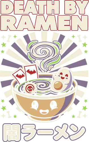 Death by Ramen - death by ramen shirt, spooky ramen t-shirt, kawaii ghost noodle graphic tee, japanese yami ramen clothing, cute goth food design, purple aesthetic ramen top, ghost egg noodle shirt, bat wing ramen apparel, funny japanese food parody, halloween ramen t-shirt, creepy cute anime streetwear, dark ramen bowl art, pastel goth foodie gift, aesthetic japanese typography shirt, whimsical ghost t-shirt, alternative ramen merch, kawaii horror clothing, japanese pop culture apparel, unique character noodle tee