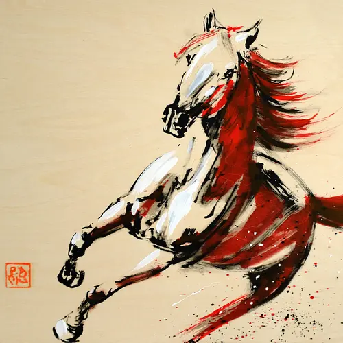 running horse - sumie, japan, horse