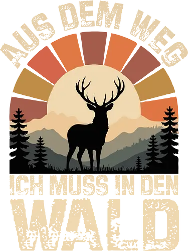 Hirsch Vintage Natur Spruch | Aus dem Weg – Ich muss in den Wald  - Ich muss in den Wald Shirt, Hirsch Vintage Design, Wald Spruch T Shirt, Natur Liebhaber Geschenk, Outdoor Shirt Herren, Wanderer Geschenk, Hirsch Sonnenuntergang, Camping Spruch Shirt, Förster Geschenk, Jäger Shirt, Wildnis Motiv, Survival Outdoor, Wald Liebe, Retro Natur Design, Geschenk Naturliebhaber