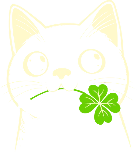 Lucky Black Cat - cat, blackcat, lucky, clover, fortune, charm, cute, superstition, magic, irish, green, pet, whimsical, positive, vibe, aesthetic, symbol, gift, playful, luck