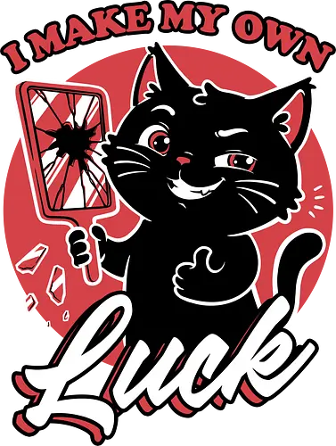 Black Cat Mirror Luck - Black Cat, Cat, Mirror, Magic Mirror, Luck, Lucky Cat, Cereal, Lucky, Good Luck, Bad Luck, Lucky Charm, Unlucky, Pet, Fun, Funny, Sarcasm, Sarcastic, Sarcastic Cat, Irony, Saint Patrick's Day, St Patricks Day, St. Patrick's Day, Sassy Cat, Sassy, Sass