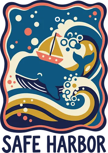 Safe Harbor - safe harbor shirt, blue whale illustration merch, red sailboat graphic top, nature-inspired ocean shirt, peaceful sea life clothing, whimsical maritime t-shirt, blue whale t-shirt, whimsical ocean graphic tee, sailboat and whale apparel, nautical folk art clothing, vintage sea storybook design, protective whale t-shirt, navy and gold sea art, starry night ocean shirt, whale carrying boat graphic, marine life lover gift, aesthetic nautical streetwear, calm sea waves t-shirt, coastal living apparel