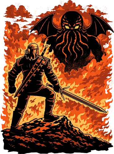 Mutant Fights Cthulhu  - The Witch, Witch, Witchcraft, Bewitched, Wolf, Cthulhu, Cthuhlu, Cthulhu Mythos, Call Of Cthulhu, Hp Lovecraft, Lovecraftian, Lovecraft, H.p. Lovecraft, H P Lovecraft, Fire, Game, Video Games, Video Game, Games, Horror, Cosmic Horror, Fantasy, Dark Fantasy, Adventure, Rpg, Books, Book, Tv Show, Eldritch, Eldritch Horror, Creature, Spooky, Creepy, Scary, Flames, Flame