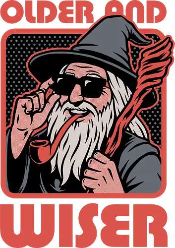 Old Wise Wizard Pop Art - Middle Age, Middle Earth, Grey, Cool, Wiser, Wise, Older, Old, Adventure, Fantasy, Books, Book, Bookworm, Retro, Retro Vintage, Vintage, Medieval, Magic, Magical, Wizard Hat, Wizard, Pop Culture Wizard, Witchcraft, Sorcery, Sorcerer, Fun, Funny, Meme