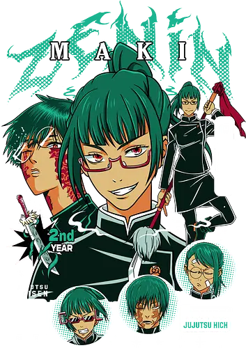 Maki - Jujutsu, zenin maki, combat specialist, strong female character, dark fantasy anime, supernatural fight, anime art