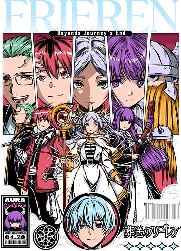 Frieren 2 - sousou no frieren, melancholic fantasy, long lived elf, magic adventure, seinen anime, manga series, anime illustration, fantasy aesthetic