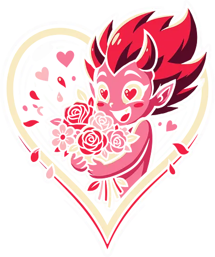 "Love Demon" Kawaii Chibi Devil Valentine's Day Graphic - love demon shirt, kawaii devil t-shirt, chibi monster valentine, heart eyes devil graphic tee, cute succubus apparel, valentine's day monster gift, roses and devil design, pink demon girl clothing, heart frame aesthetic top, sweet but spicy t-shirt, anniversary gift for her, alternative valentine streetwear, romantic devil illustration, spooky cute valentine merch, red roses graphic tee, holiday monster t-shirt, vibrant pink character shirt, whimsical demon art clothing, love themed graphic top