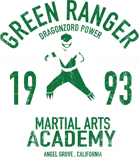Kampfkunst-Akademie - Green Ranger 1993 - power rangers, power rangers t-shirt, tommy oliver, green ranger, nostalgie kleidung, dragonzord power, teetan, mighty morphin, jason david frank, 90er tv, angel grove, kampfkunst, grüner ranger, rita repulsa, dolch flöte, weißer ranger