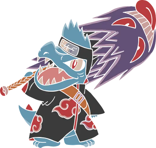 "Shark Shinobi" Totodile x Kisame Akatsuki Mashup Anime Graphic - totodile kisame shirt, akatsuki totodile graphic tee, funny anime crossover clothing, water type shinobi design, naruto mashup t-shirt, samehada apparel, hidden mist merch, tactical shirt, kisame hoshigaki parody shirt, blue crocodile ninja top, red cloud cloak t-shirt, unique anime fan gift, totodile akatsuki streetwear, anime monster mashup, pocket monster ninja gear, shark shinobi t-shirt, shonen jump parody apparel, japanese pop culture clothing, cool anime character tee