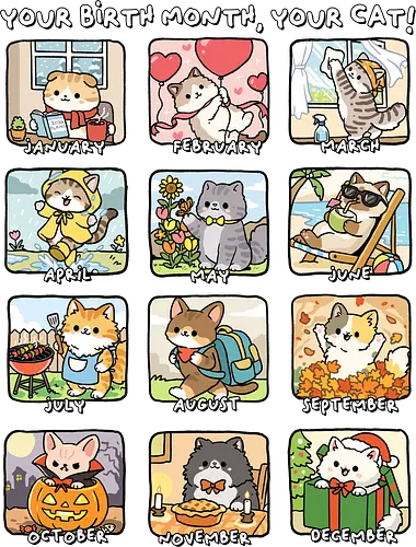 Find Your Birth Cat - cats, feline, kawaii, kitty, meow, month, birth, cat, adorable, animal, birthday, cat dad, cat funny, cat lady, cat lover, cat mom