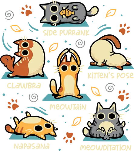 Cat Yoga Poses - cute cats, yoga, meditation, inner peace, funny kittens, animal pun, relax, namaste, humor, pet lover, mindfulness, kawaii, zen