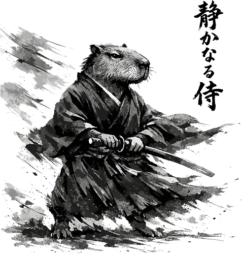 Capybara Samurai Rüstung Japanische Tuschekunst - capybara rüstung, samurai rüstung, japanischer kämpfer, tier in rüstung, sumi-e rüstung, capybara gepanzert, vintage krieger, tusche samurai, japanische rüstung, nager samurai, capybara stark, tier krieger, japan krieger kunst, vintage japan