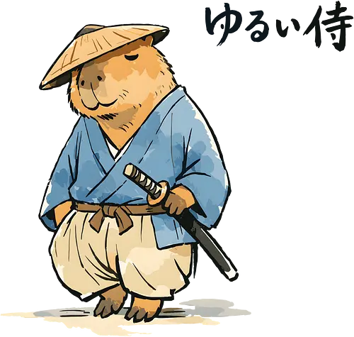 Capybara Zen Mönch Japanische Vintage Tuschekunst - Niedlicher Capybara als Zen-Mönch im japanischen Vintage-Stil, humorvolle Tuschekunst.