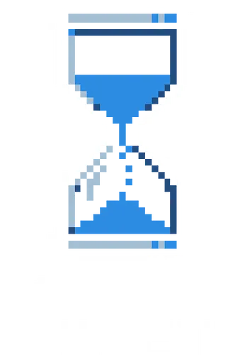 Retro Loading Hourglass - Pixel Art Computer Cursor - hourglass, pixel art, loading, 8 bit, retro computer, 90s nostalgia, buffering, please wait, sand timer, vintage tech, time, patience, programmer humor, tech support, nerd, geek, loading screen, classic cursor, blue sand, waiting