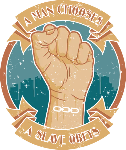 Gaming - A Man Chooses, A Slave Obeys, Vintage Rapture Philosophical Emblem - A Man Chooses, Andrew Ryan Rapture, geek clothing, gamer tee, Irrational Games, vintage game art, gamer philosophy, fist freedom broken chain, art deco design, Bio art, Bio shirt, alternative streetwear, gamer culture, geek gift, vintage emblem