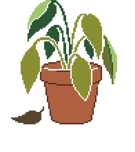 Sad Wilting Houseplant - Funny Plant Killer Pixel Art - houseplant, pixel art, dying plant, wilting plant, sad plant, plant killer, black thumb, funny plant, 8 bit, retro aesthetic, potted plant, indoor plant, bad gardener, plant mom, plant dad, tired, relatable humor, terracotta pot, dead plant, plant lover gift